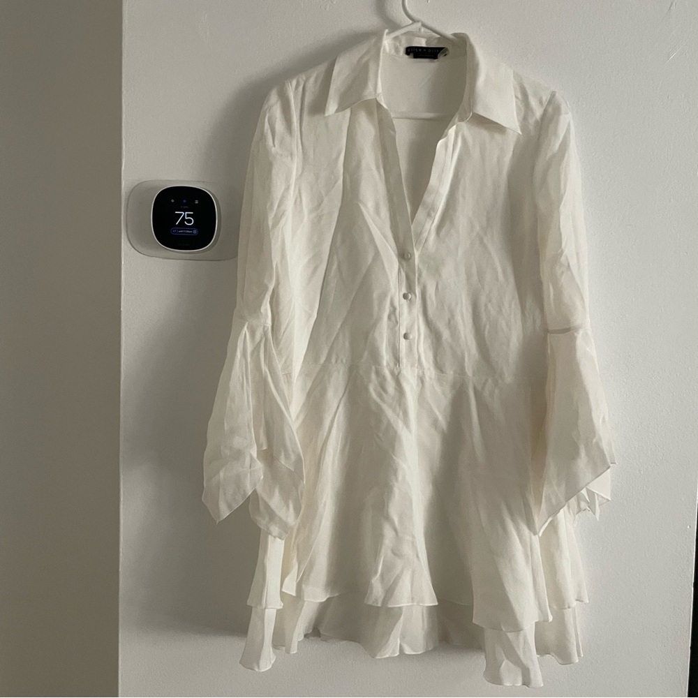Alice + Olivia Classic long sleeve ruffle mini dress size 4 - Picture 2 of 5